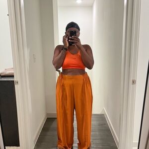 SHEIN Vibrant Orange Wide Leg Pants